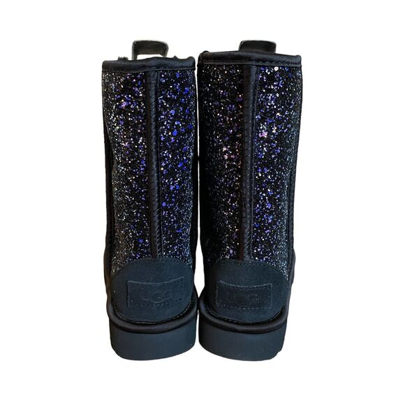 UGG Classic Short Cosmos Boots Size 5 Black With Purple Glitter Sparkle 1105390 - Picture 5 of 7